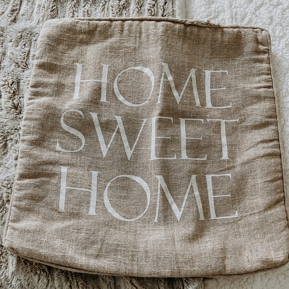 Home Sweet Home Sparkle Burlap Pillow Cover